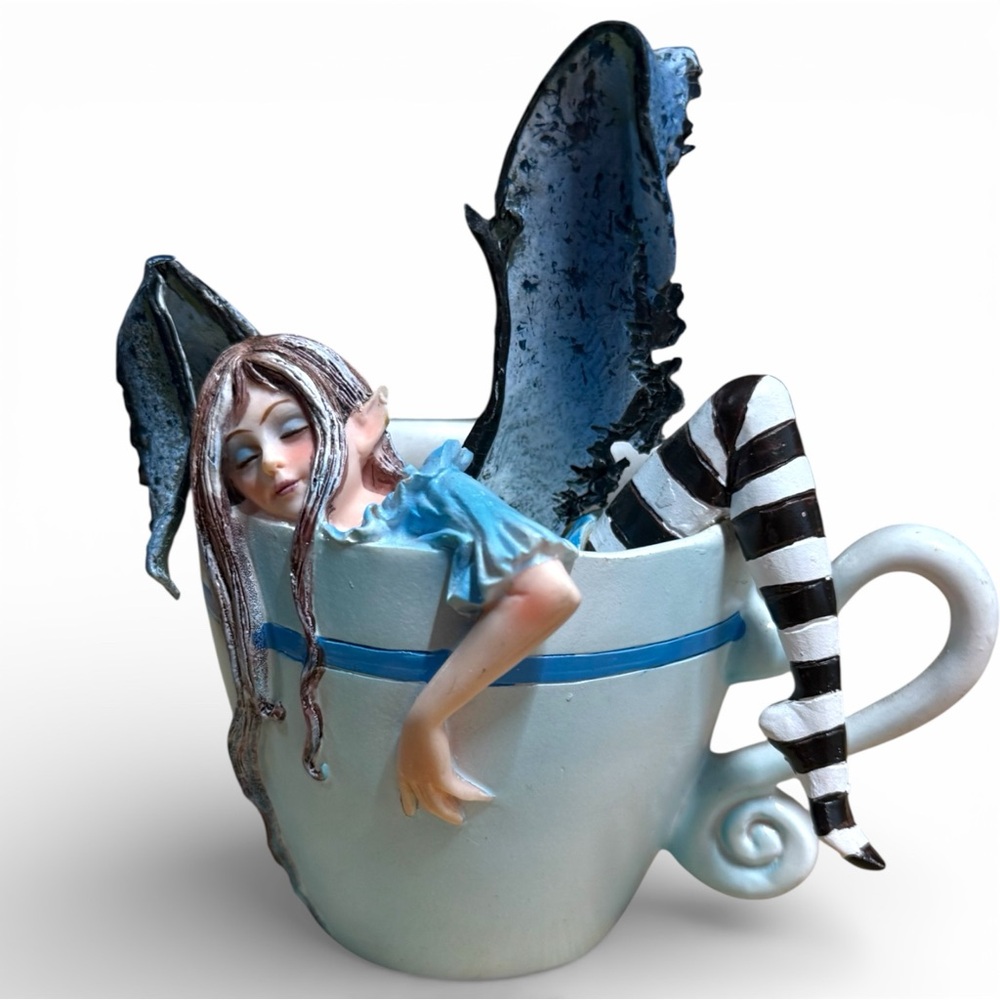 Amy Brown “I Need Coffee” Fairy in Teacup Figurine Fantasy Collectible - Picture 3 of 4